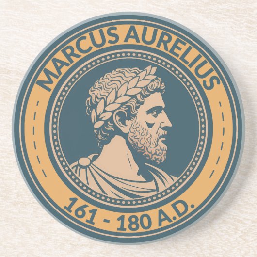 マルクス・アウレリウス ローマ皇帝 イラスト バッジ コースター (正面)