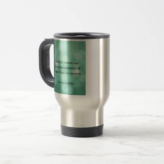 マルクス・アウレリウス：怒りを征服し、内面平和を見つける トラベルマグ (正面左)