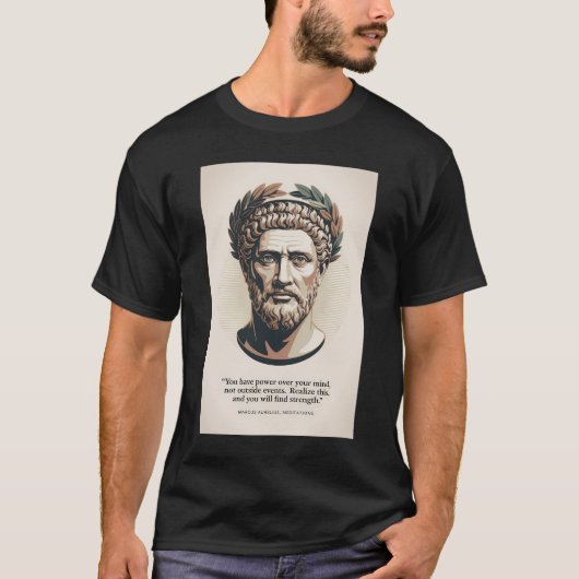 マルクス・アウレリウス『瞑想録』の引用イラストアート Tシャツ (正面)