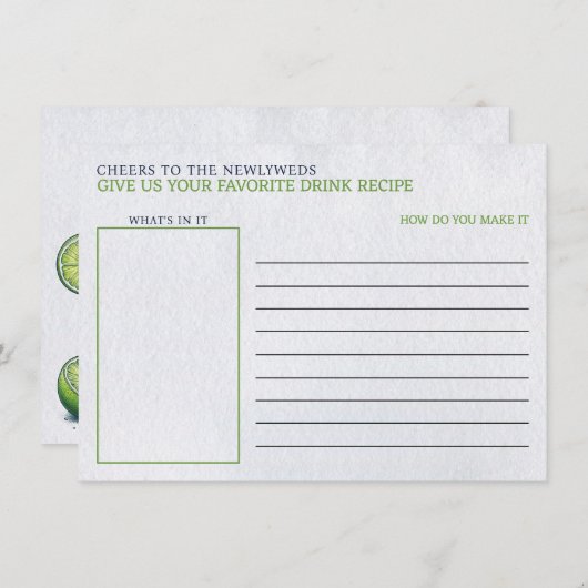 マルクス&マトリクスブライダルシャワードリンクレシピ エンクロージャーカード (正面/裏面)