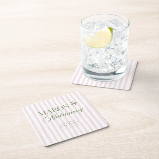 マルクス&マトリモニーライムマルガリータブライダルシャワー スクエアペーパーコースター (インサイチュ)