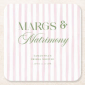マルクス&マトリモニーライムマルガリータブライダルシャワー スクエアペーパーコースター (正面)