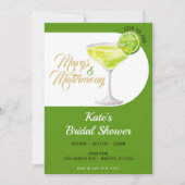 マルクス&マトリモングリーンホワイト&金ゴールドブライダルシャワー 招待状 (正面)