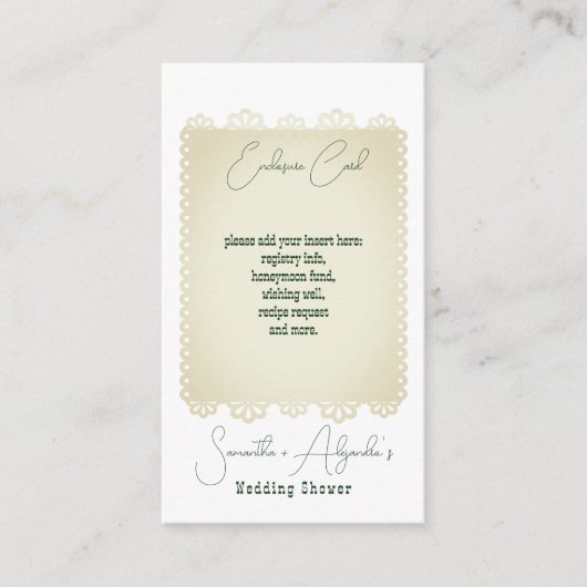 マルクス&マトリモンフィエスタメキシコカップルのシャワー エンクロージャーカード (正面)