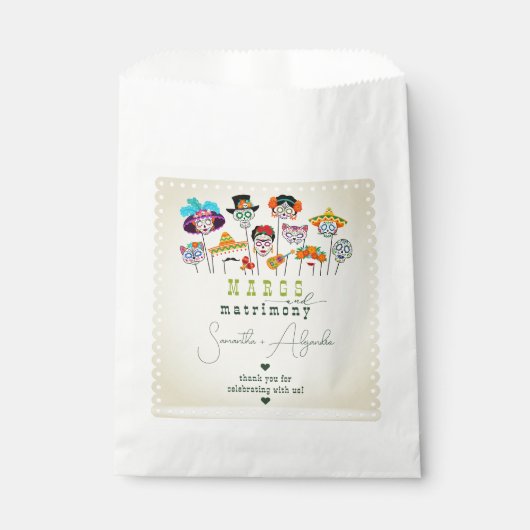 マルクス&マトリモンフィエスタメキシコカップルのシャワー フェイバーバッグ (正面)