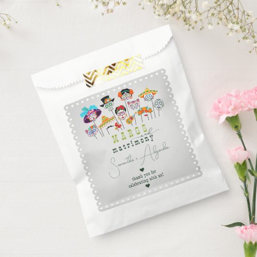 マルクス&マトリモンフィエスタメキシコカップルのシャワー フェイバーバッグ (封をした状態)