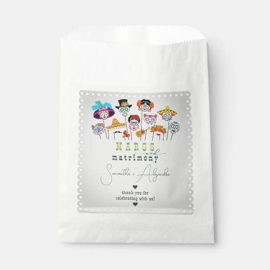 マルクス&マトリモンフィエスタメキシコカップルのシャワー フェイバーバッグ (正面)