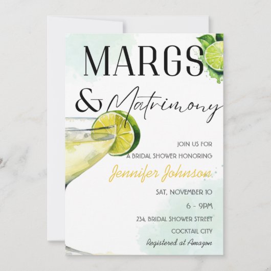 マルクス&マトリモンマルガリータブライダルシャワー 招待状 (正面)