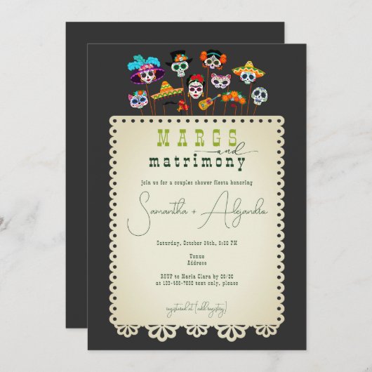 マルクス&マトリモンメキシカンフィエスタウェディングシャワー 招待状 (正面/裏面)
