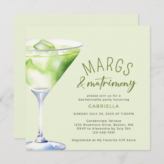 マルグアンドマトリモンスカクテルバチェロレッテ 招待状 (正面/裏面)