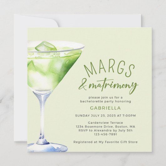 マルグアンドマトリモンスカクテルバチェロレッテ 招待状 (正面)