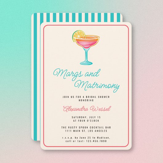 マルグアンドマトリモンスカクテルレトロブライダルシャワー 招待状