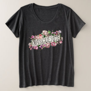マルグエライト名ヴィンテージフローラバナーカワイイ&ガーリーズ プラスサイズTシャツ