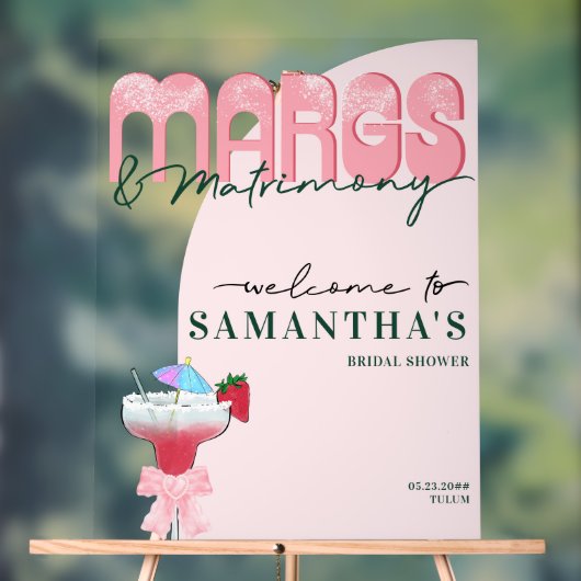 マルグスマトリモニティーテキラバッハブライダルシャワーウェルカム アクリルサイン (ニュートラル)