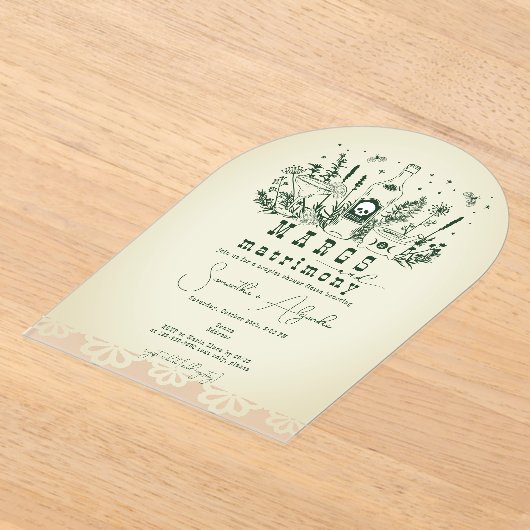 マルグスマトリモニースカルメキシカンフィエスタカップルのシャワー アクリル招待状 (レイダウン)