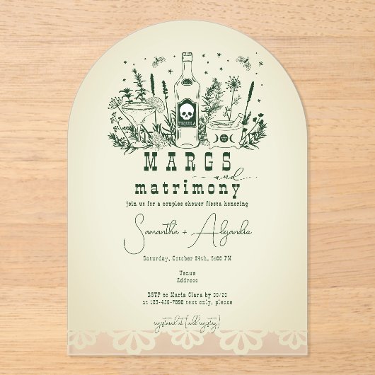 マルグスマトリモニースカルメキシカンフィエスタカップルのシャワー アクリル招待状 (正面)