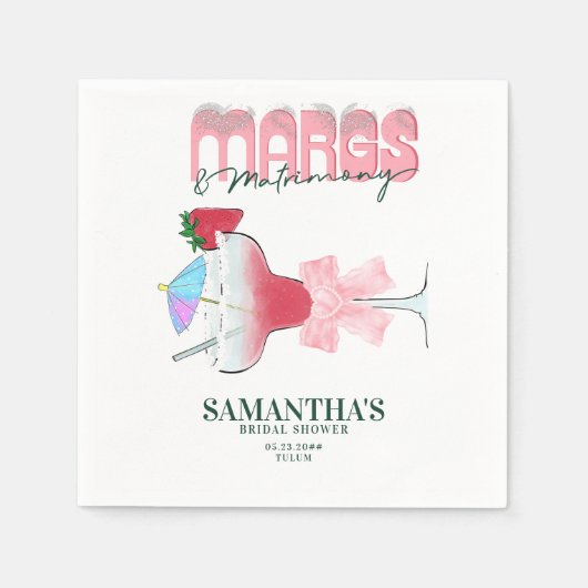 マルグス・マトモニーのテキーラ バッハ ブライダルシャワー ウェルカム スタンダードカクテルナプキン (正面)