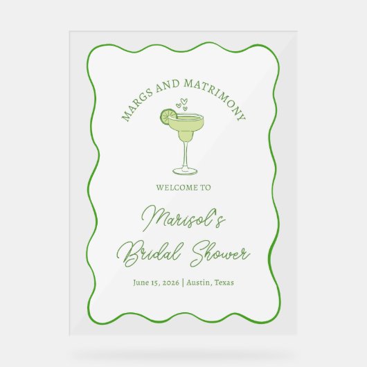 「マルグス＆マトリモニー」 ブライダルシャワーのウェルカムサイン アクリルサイン (正面)