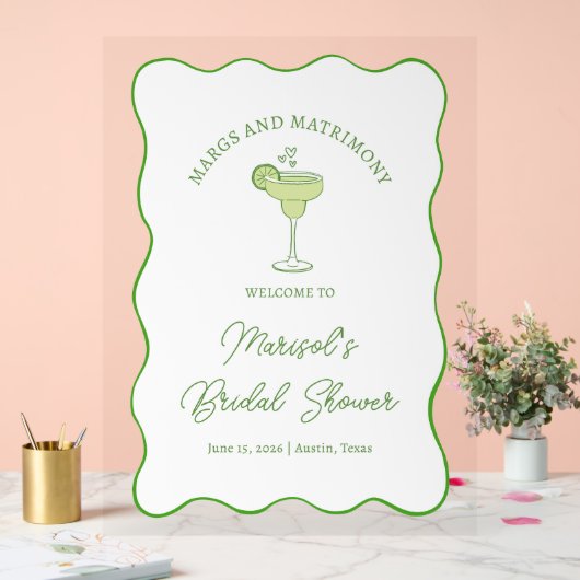 「マルグス＆マトリモニー」 ブライダルシャワーのウェルカムサイン アクリルサイン (ウェディング)