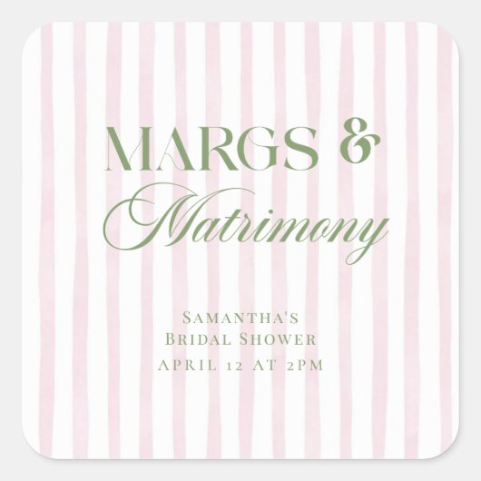 マルグス＆マトリモニー ライム マルガリータ ウェディング シャワー スクエアシール (正面)