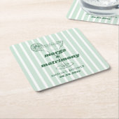 マルグス&マトリモニー レトロ バチェロレッテ ブライダルシャワー スクエアペーパーコースター (アングル)