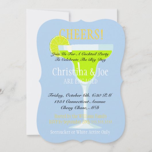 マルグリータとライムのフィエスタ ブライダル コックテール パーティー 招待状 (正面)