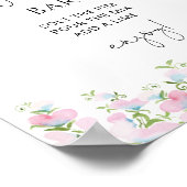 マルグリータバー ブラッシュピンク フラワーブライダルシャワー ポスター (角)