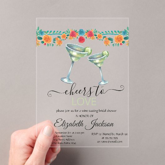 マルグリータ フラワーズ メキシカン フィエスタ ブライズ シャワー アクリル招待状 (インサイチュ (ポータブル))