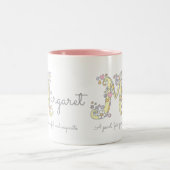 マルグレットの手紙Mの一流の意味モノグラムのマグ ツートーンマグカップ (中央)