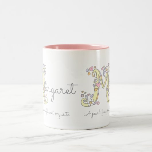 マルグレットの手紙Mの一流の意味モノグラムのマグ ツートーンマグカップ (中央)