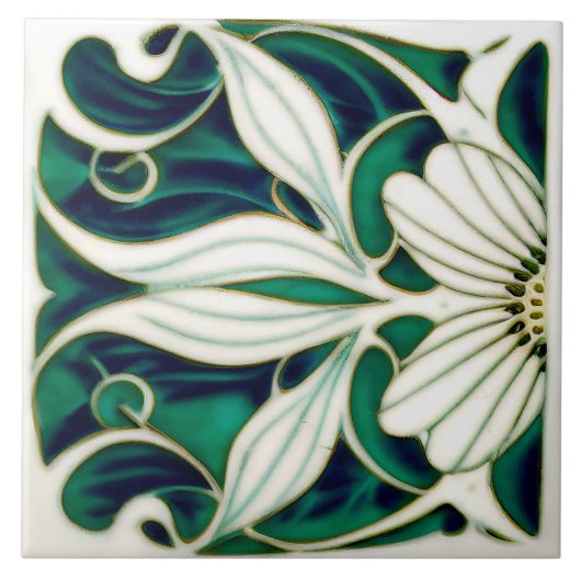 マルゲライトアールデコデイジーウォールデコールアールヌーボーC タイル (正面)