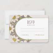 マルゲライトデイジーラベンダーウェディングRSVPアールヌーボー 招待状 (正面)