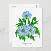 マルゲライト、デイジー花レトロスタイル ポストカード (正面/裏面)