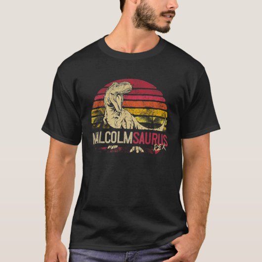 マルコムサウルス 楽しい オリジナル 恐竜 ティラノサウルス 名前入り Tシャツ (正面)