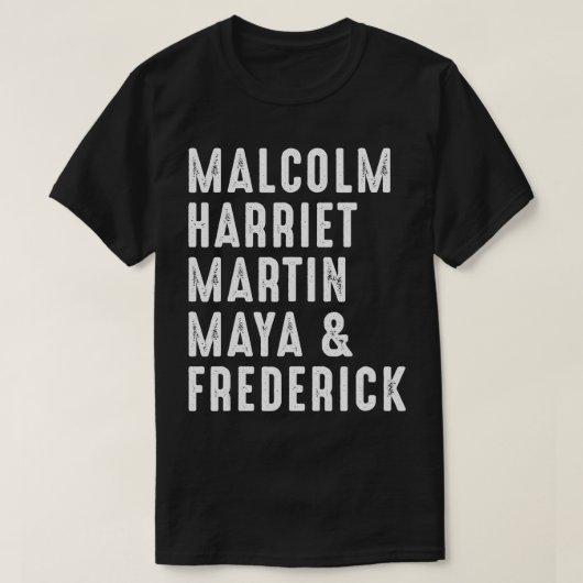 マルコム・ハリエット・マーチン・マヤ・フレデリック・ブラック・リーダー Tシャツ (デザイン正面)