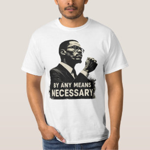マルコムXトリビュートシルエット – 感動的引用文 Tシャツ