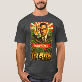 マルコムX革命的Tシャツ ブラックヒストリーのアイコン Tシャツ