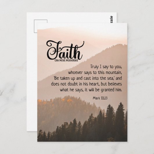 マルコ11:23信仰は山の聖書を動かすことができる ポストカード (正面/裏面)