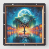 マルコ11:24リニューアル：信仰パーソナライズされたのインスピレーション スクエア壁時計 (正面)