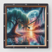 マルコ11:24信仰の肯定:カスタムウォールアート スクエア壁時計 (正面)