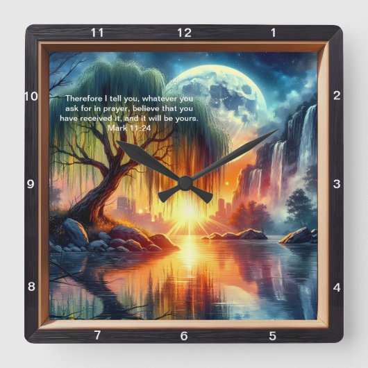 マルコ11:24信頼パーソナライズされたの声明 スクエア壁時計 (正面)