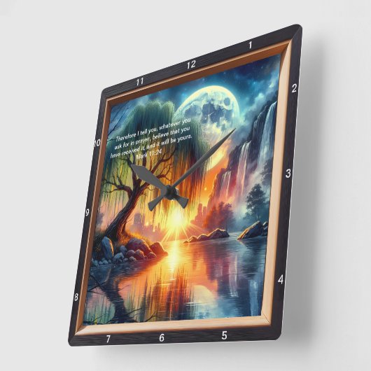 マルコ11:24信頼パーソナライズされたの声明 スクエア壁時計 (傾斜)