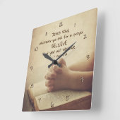 マルコ11:24頼何にも祈りの言葉信じ スクエア壁時計 (傾斜)