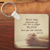 マルコ11:24頼何に対しても祈りの言葉信じで キーホルダー (正面)