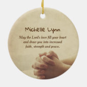 マルコ11:24頼何に対しても祈りの言葉信じで セラミックオーナメント (裏面)