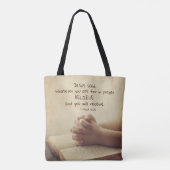 マルコ11:24頼何に対しても祈りの言葉信じで トートバッグ (裏面)