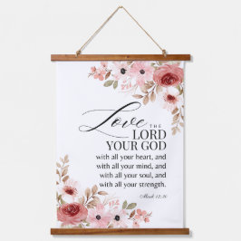 マルコ12:30主を愛するあなたの神フローラ聖なる書物、 経典 吊り下げ型タペストリー