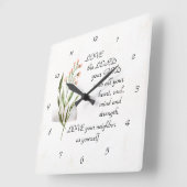 マルコ12:30-31あなたの神、主を愛しなさい スクエア壁時計 (傾斜)