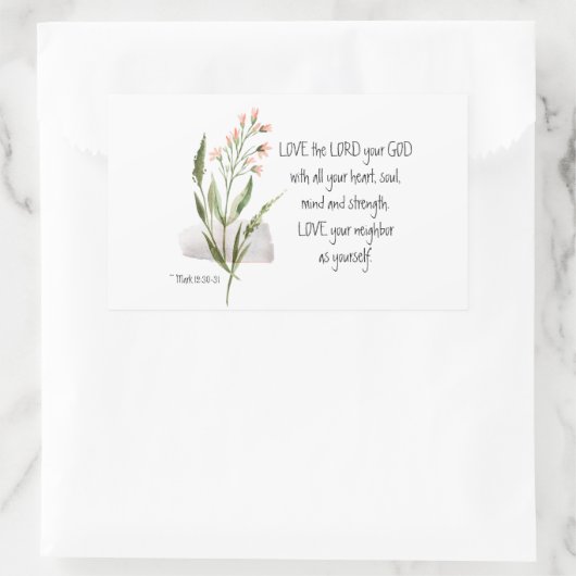 マルコ12:30-31あなたの神、主を愛しなさい 長方形シール (バッグ)