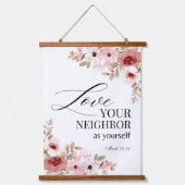 マルコ12:30-31聖書感動的の聖句フローラ 吊り下げ型タペストリー (正面2)